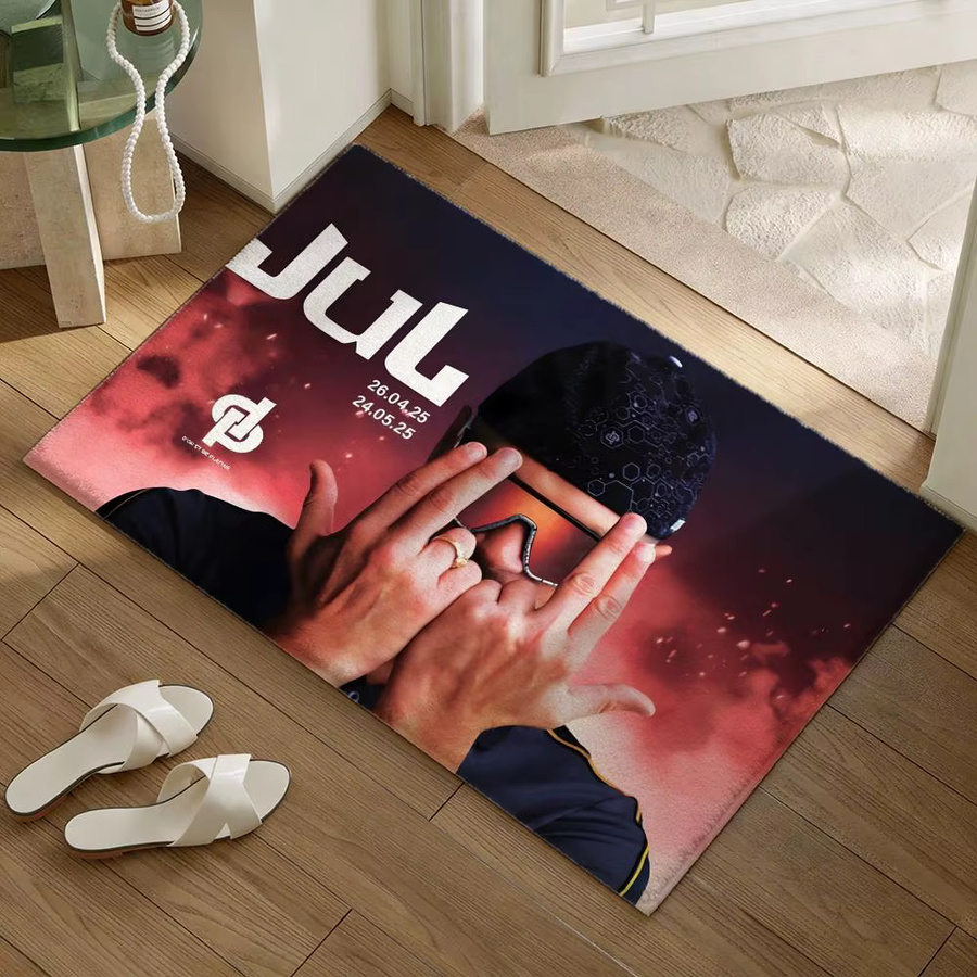 Singer J-Jul Fußmatte aus weichem Flanell in Schwarz und Mehrfarbig, rutschfester Teppich mit grafischem Design für dein Wohnzimmer, B/T: 60 x 40 cm - Bild 2