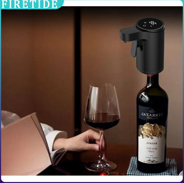 XMSJ Automatischer Weinspender mit intelligenter Sensor-Weinpumpe und Touch-Lever-Steuerung für Rotwein, Whisky und Schnaps, elektrischer Dekanter in Schwarz - Bild 1