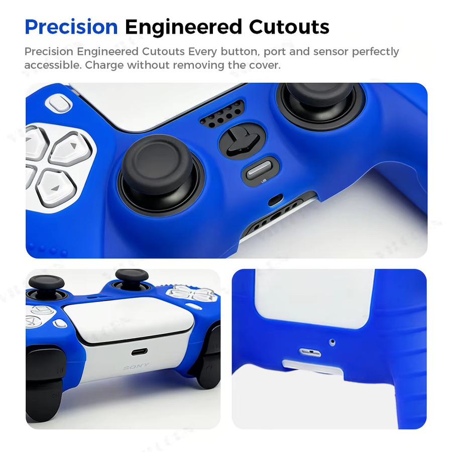 VILCORN Silikonhülle für PS5-Controller in Schwarz mit rutschfester Daumenstick-Griffabdeckung - Bild 4