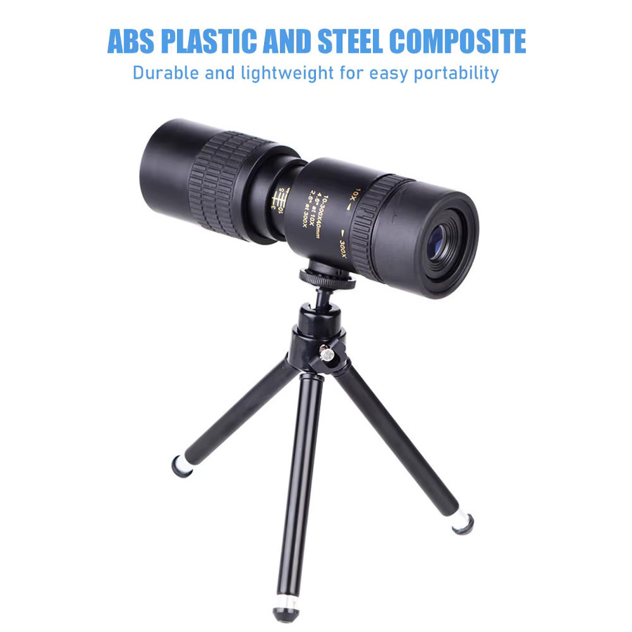 Professionelles Outdoor Monokular mit 10-300x40 Zoom-Objektiv und Handy-Fotoadapter für die Jagd, Schwarz - Bild 2