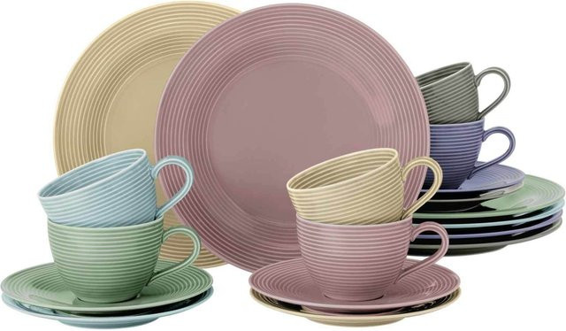 Seltmann Weiden Kaffeeservice Beat Color Glaze aus Porzellan, 18er Set, Mehrfarbig - Bild 1
