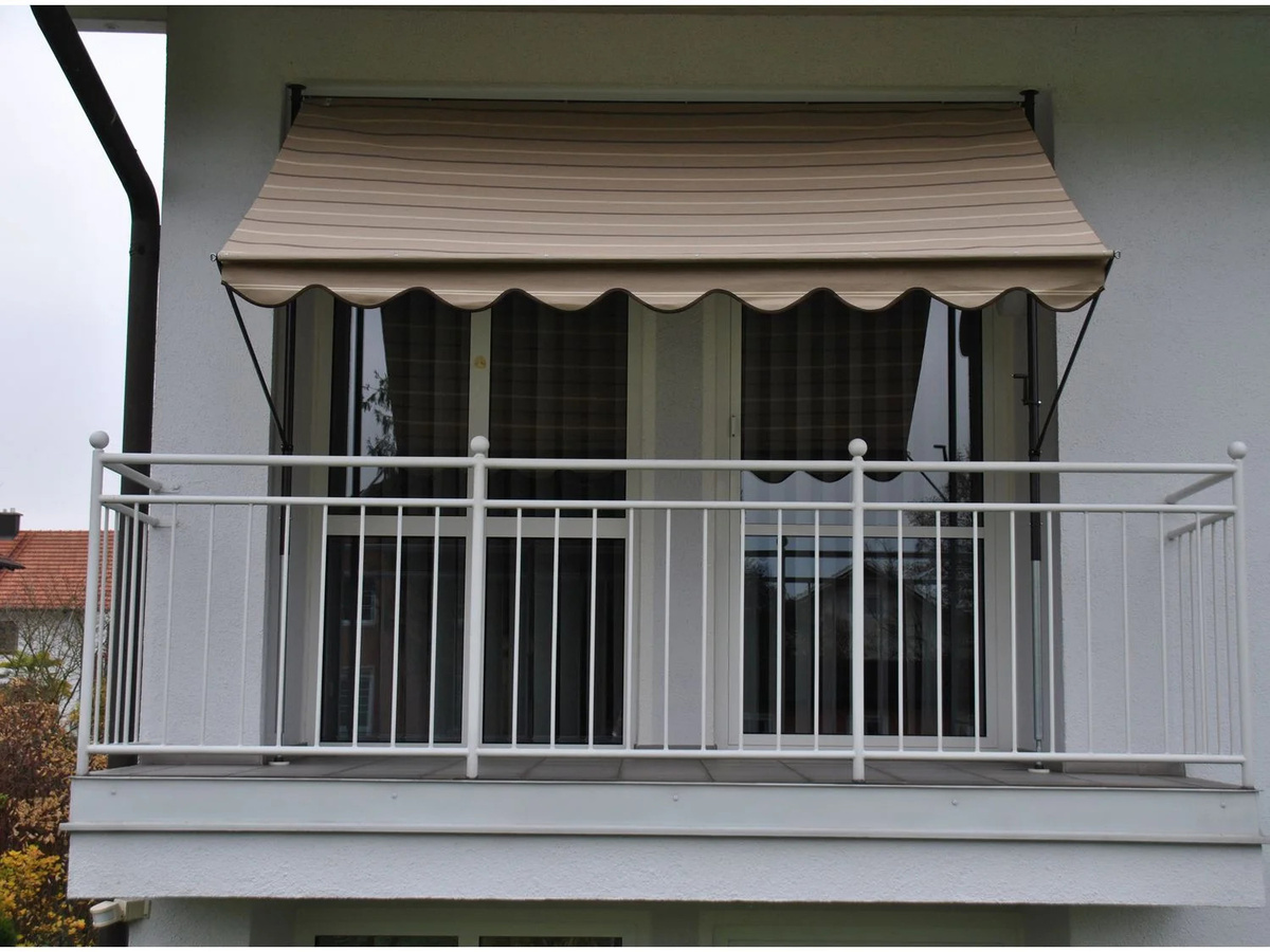 Angerer Klemmmarkise beige mit braunem Nadelstreifen, Breite: 200 cm - Bild 3