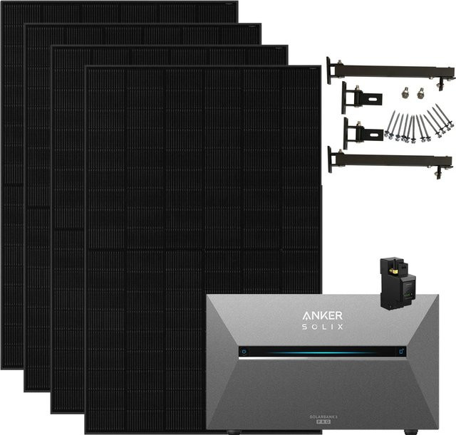 Anker SOLIX Solarbank 3 Pro 1.820 W Balkonkraftwerk mit Halterung für Flachdach, Schwarz - Bild 1