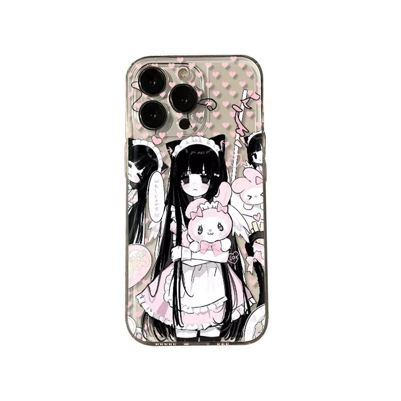 Transparente iPhone Schutzhülle mit süßem Anime Katzen Mädchen Design für Apple iPhone 11 12 13 14 15 16 Pro Max XR XS 7 8 Plus X - Bild 6
