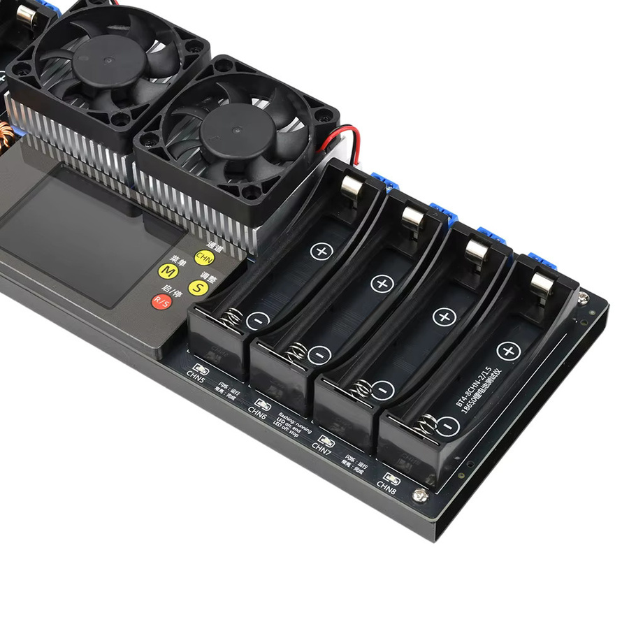 Gaqqee 8-Kanal 18650 Lithium-Batterie Tester mit automatischer Lade-Entlade-Funktion und interner Temperaturmessung in Schwarz, 12–19 V elektronischer Lasttester - Bild 2