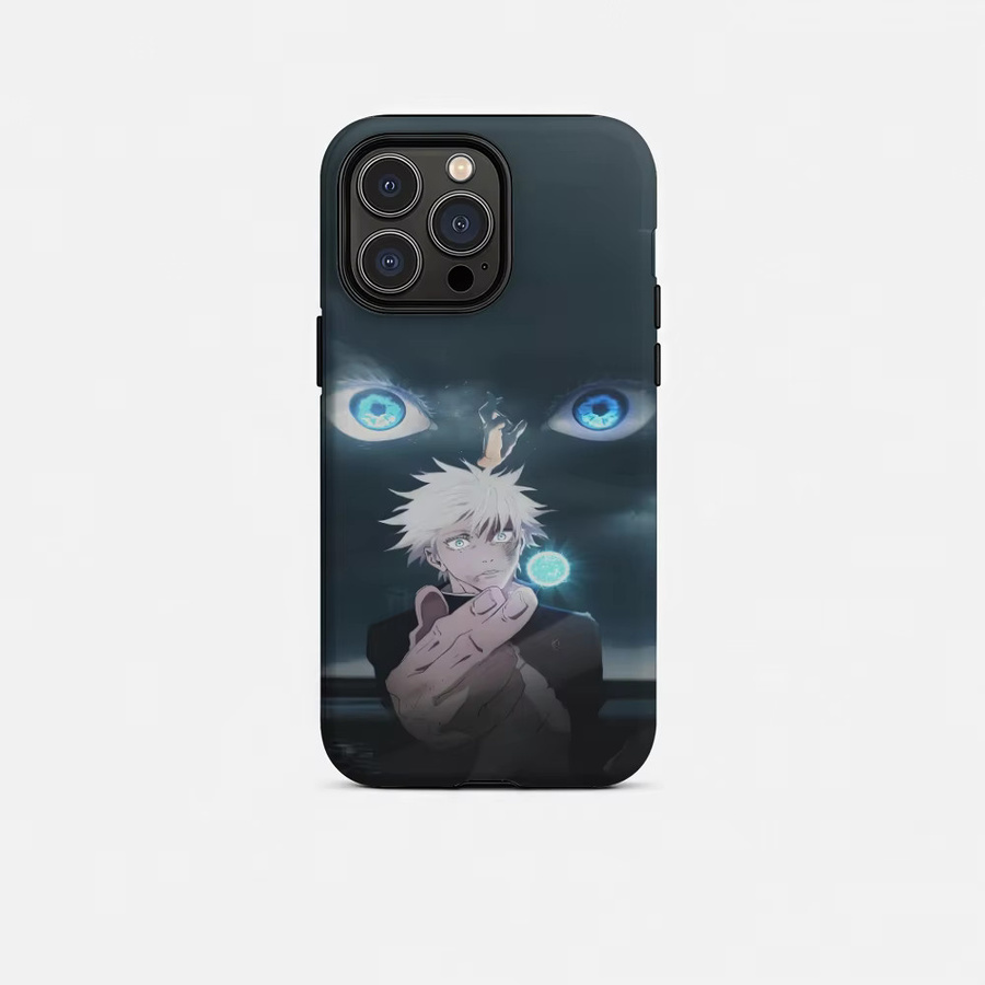 G-Gojo Anime Satoru Handyhülle für iPhone 17 16 15 14 13 12 Pro Max Plus in Weiß und Multicolour mit glänzender HD-Doppelschicht-Flüssighartschale - Bild 5