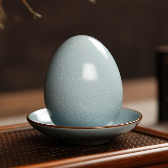 PDQ Keramik Teetasse mit Krakeleffekt in Blau für die Gongfu-Teezeremonie - Bild 1