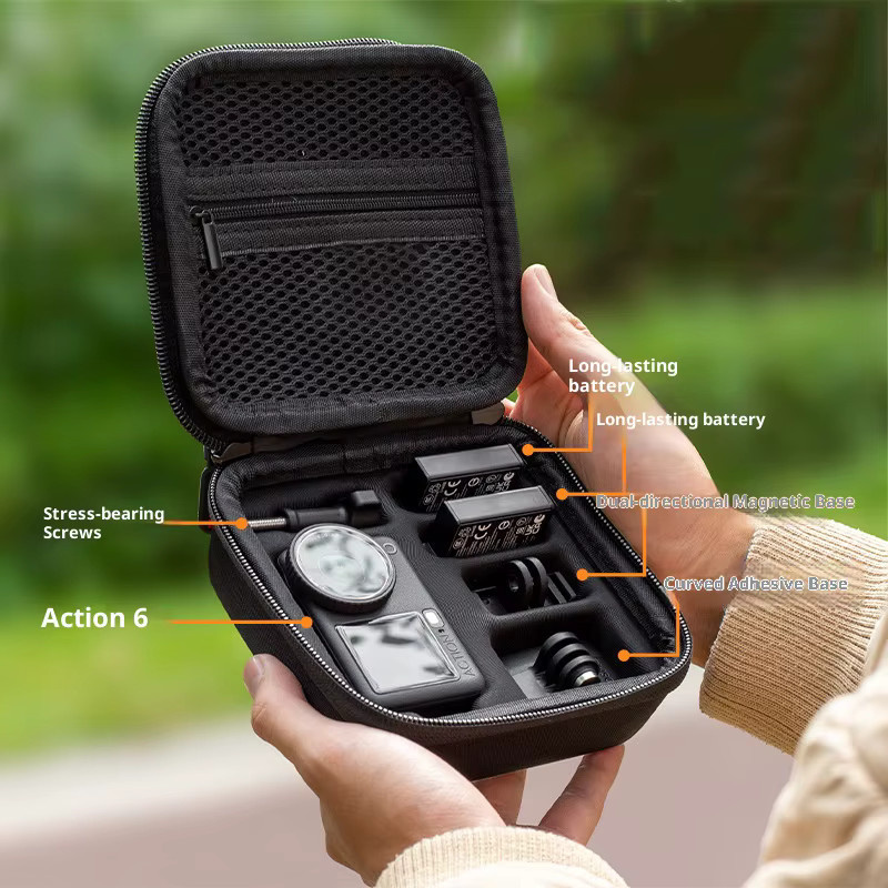 DIXSG Aufbewahrungstasche für DJI Osmo Action 6, harte Tragetasche und kratzfeste Schutzhülle für Zubehör, Schwarz - Bild 4
