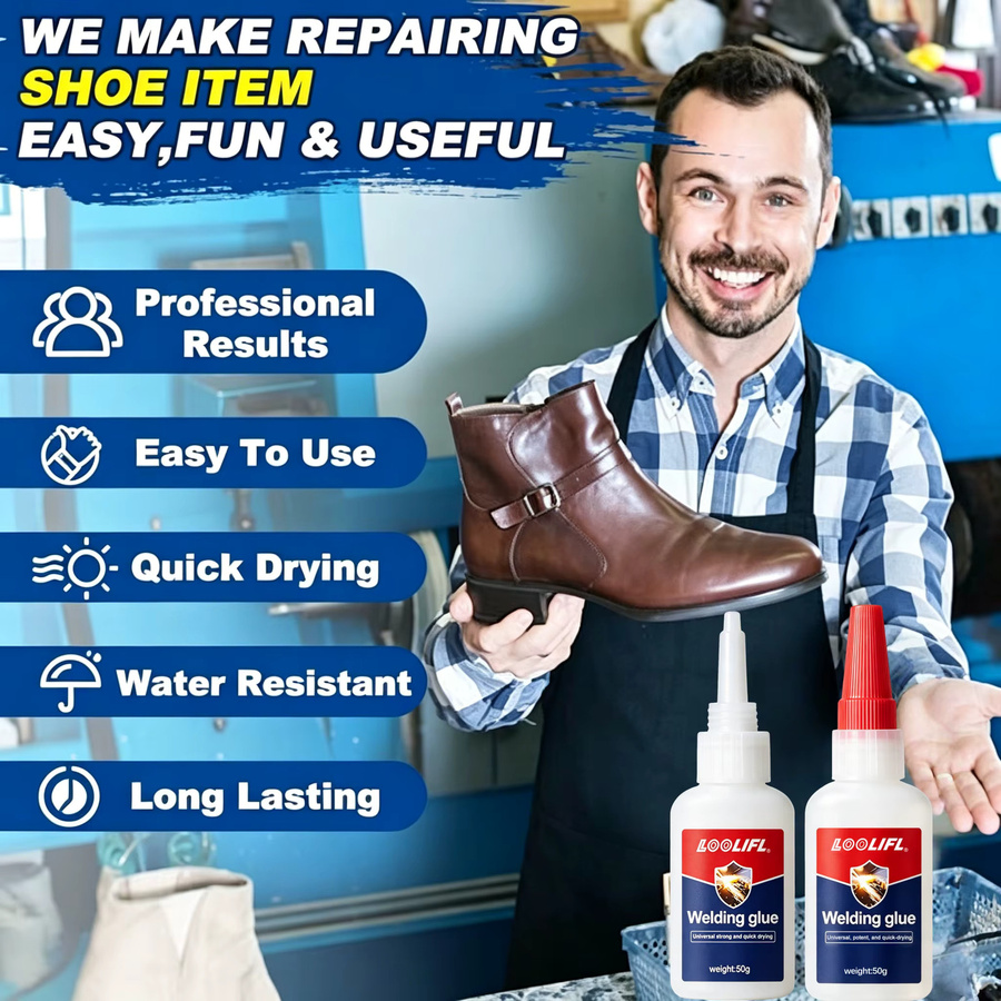 LOOLIFL Schuhreparaturkleber Transparent 50g - Wasserfester Superkleber für Gummisohlen, Leder und Sneaker - Bild 6