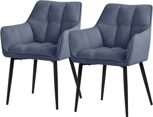 ML-Design Esszimmerstuhl 2er Set Blau aus Frotteestoff mit gepolsterter Sitzfläche und Armlehnen - Bild 1