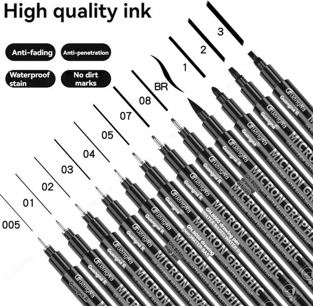 Micron Kalligraphie Marker Set, wasserfeste Fineliner in Schwarz, 6 bis 15 Teile pro Satz - Bild 1