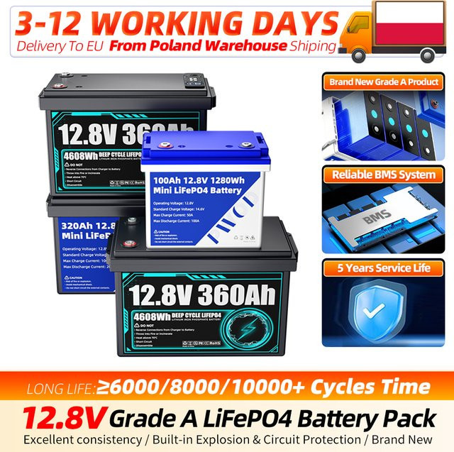PWOD LiFePO4-Akkupack 12,8V mit integriertem BMS BCI für DIY-Stromversorgungssysteme und Heimsolaranlagen - Bild 1