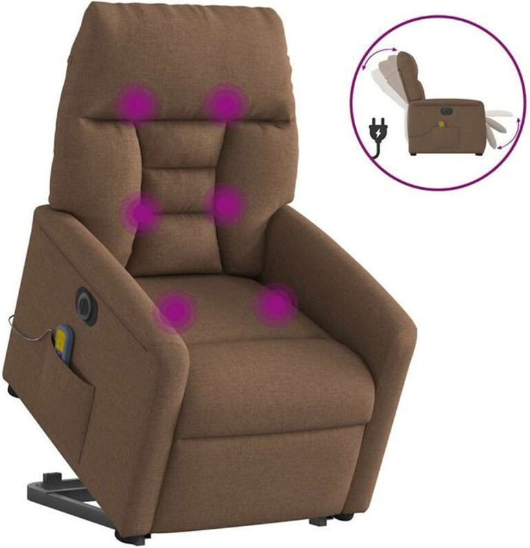 Elektrischer Massagesessel mit Aufstehhilfe von vidaxl in Braun aus Stoff - Bild 1