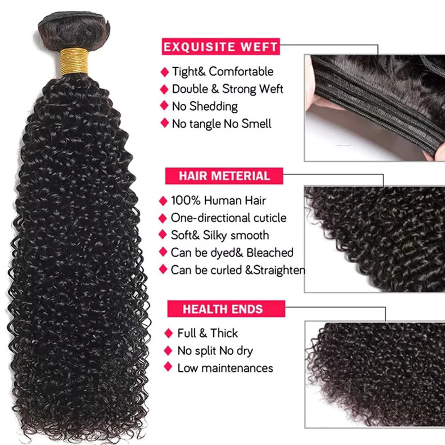 Peruanische Kinky Curly Echthaar-Bündel, Haarverlängerungen Remy, Damen - Bild 5