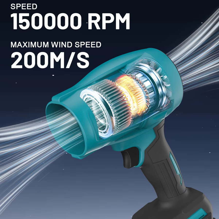 Gisam Bürstenloser Akku-Luftbläser Turbo Jet Fan Laubbläser und Staubblasgerät für Makita 18V LXT Akku mit 150000 RPM - Bild 3