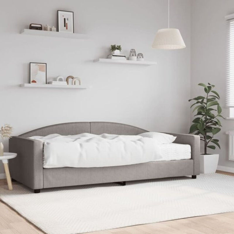 vidaxl Polsterbett Tagesbett mit Matratze in Taupe meliert und Grau aus Stoff und Metall, B/T: 100 x 200 cm - Bild 1