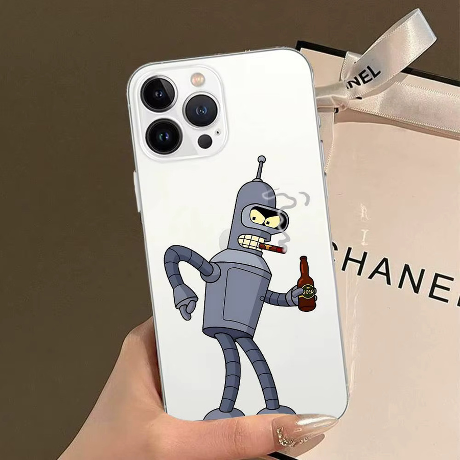 Transparente Futurama Cartoon Handyhülle für iPhone 11 bis iPhone 17 Pro Max Mini Plus, stoßfeste weiche Schutzhülle - Bild 3