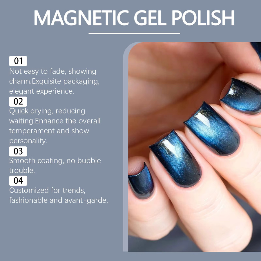 Eelhoe Cat-Eye-Gel-Nagellack, schwarz-blau, glänzend, 10 ml - Bild 3