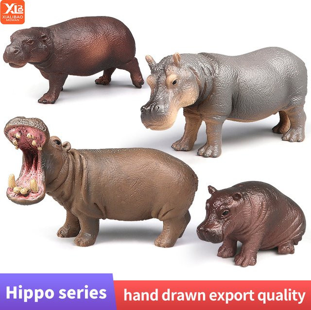 XIALIBAOMOWAN Nilpferd-Set, Wildtierfigur, Actionfiguren-Sammlung, Kunststoff - Bild 1