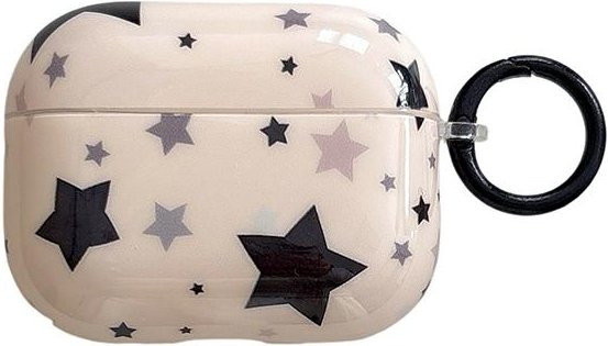 ASONPAI Kopfhörerhülle mit Stern-Design und Ringverschluss für AirPods Pro, Farbe: Beige - Bild 1