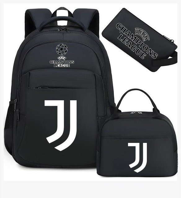 3-teiliges Schulrucksack-Set in Schwarz aus Oxford-Stoff mit großem Fassungsvermögen inklusive Federmäppchen und Schultergurt - Bild 1