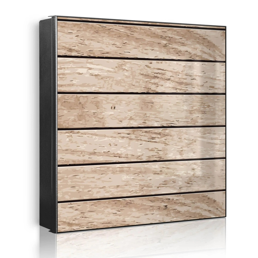 Banjado Schlüsselkasten aus Metall in Schwarz mit 50 Haken, magnetisch und beschreibbar, Design Blasse Holzlatten, B/H: 30 x 30 cm - Bild 2