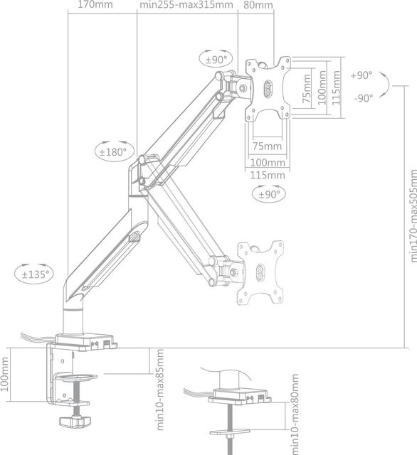 InLine Tischhalterung mit Lifter und USB/Audio in Schwarz für Monitore bis 32 Zoll und max. 9 kg (23158B) - Bild 1