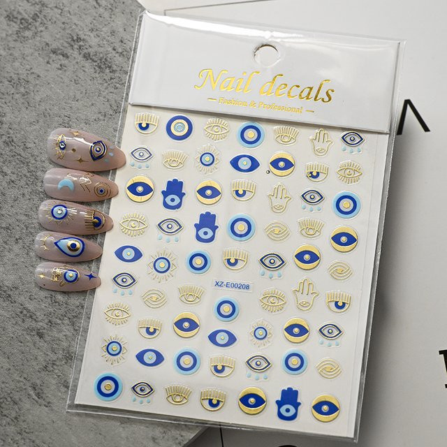 HotPress Nail Art Aufkleber, 3D Bronzing Blue Eye Snake, Metallic - Bild 1