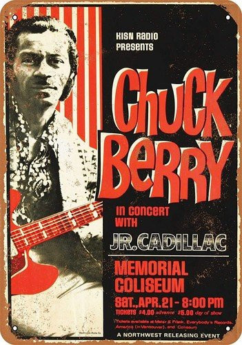 Treasun Chuck Berry in Portland Retro-Metallblechschild Vintage-Kunstposter Multicolour - Bild 1
