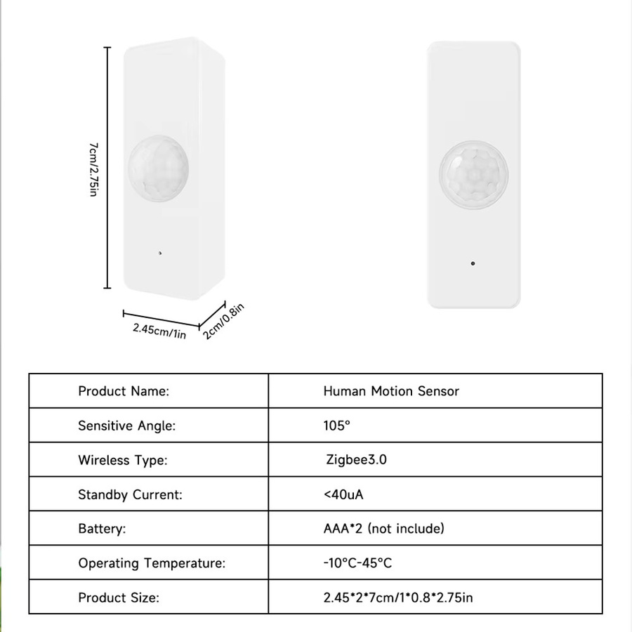 Tuya Zigbee Smart PIR Bewegungssensor in Weiß für Haussicherheit und Einbruchschutz mit Smart Life APP-Steuerung - Bild 4