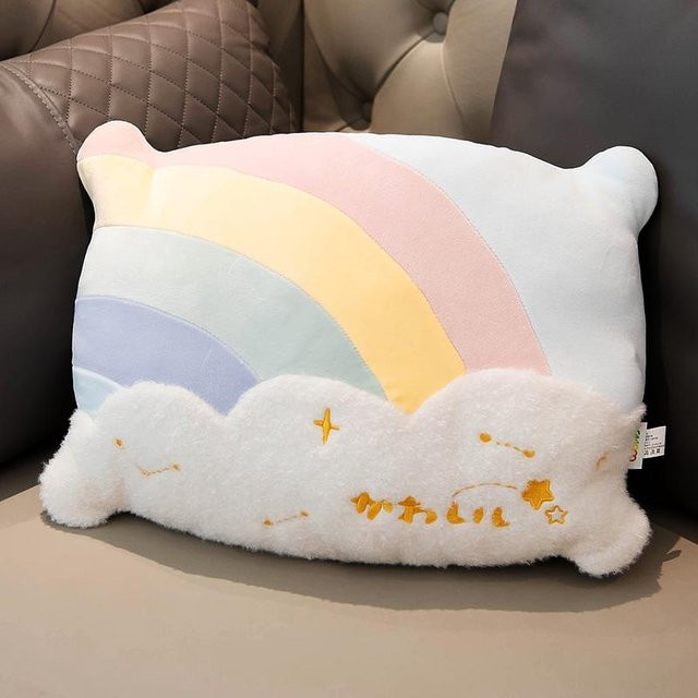 Yiran Health & Beauty Plüschkissen Wolke und Stern in Regenbogenfarben als dekoratives Wurfkissen für dein Sofa oder Zuhause - Bild 1