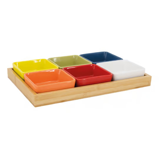 7-teiliges Schalen-Set mit Tablett von Remember in Multicolor und Rot - Bild 2