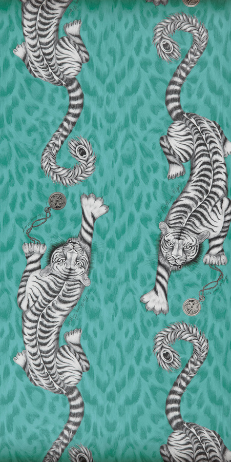 Clarke & Clarke Tapete Tigris in Petrol und Türkis mit Animal Print Design aus Vlies - Bild 1