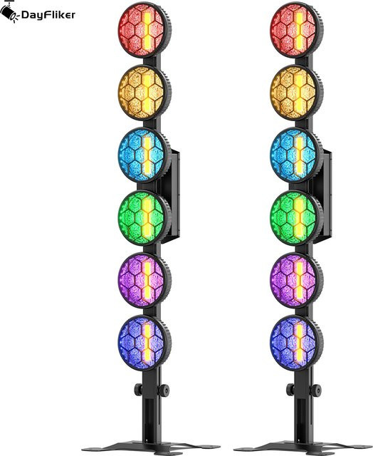 DayFlicker 2 Stück 350 W 6-LED COB Linear Vintage Bühnenlicht Schwarz mit DMX512 1–20 Hz Blitz Effekt für Konzerte und Hochzeiten - Bild 1