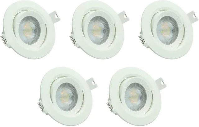 LUXULA 5er Set LED Einbauleuchten rund, schwenkbar, CCT, IP44, Weiß - Bild 1