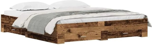 vidaXL Bettrahmen mit Schubladen aus Holzwerkstoff in Altholz-Optik, Farbe Braun, B/T/H: 180 x 200 x 183 cm - Bild 1