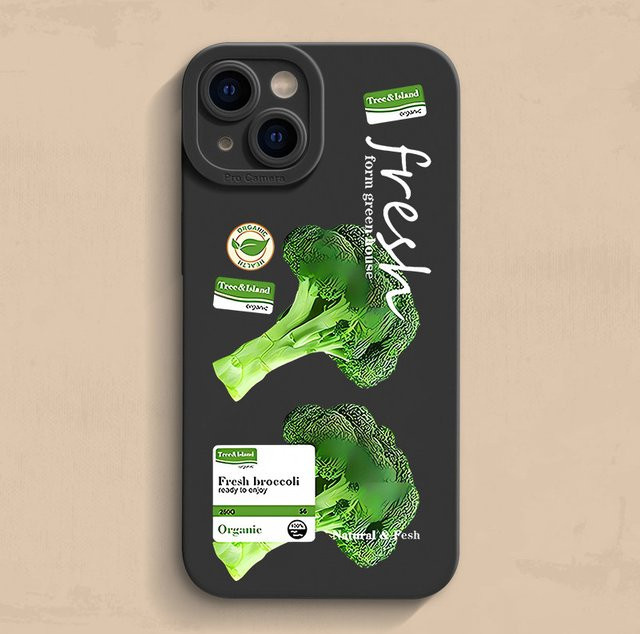 Lustige Brokkoli-Zwiebel Silikon Handyhülle für Apple iPhone in Schwarz, stoßfeste weiche TPU Schutzhülle - Bild 1