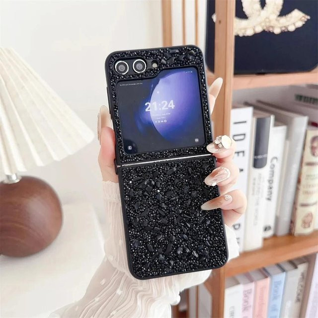 Luxus Glitzer Diamant Hülle für Samsung Galaxy Z Flip 5, 4 und 3 in Multicolour und Schwarz, stoßfeste Bling Case - Bild 1