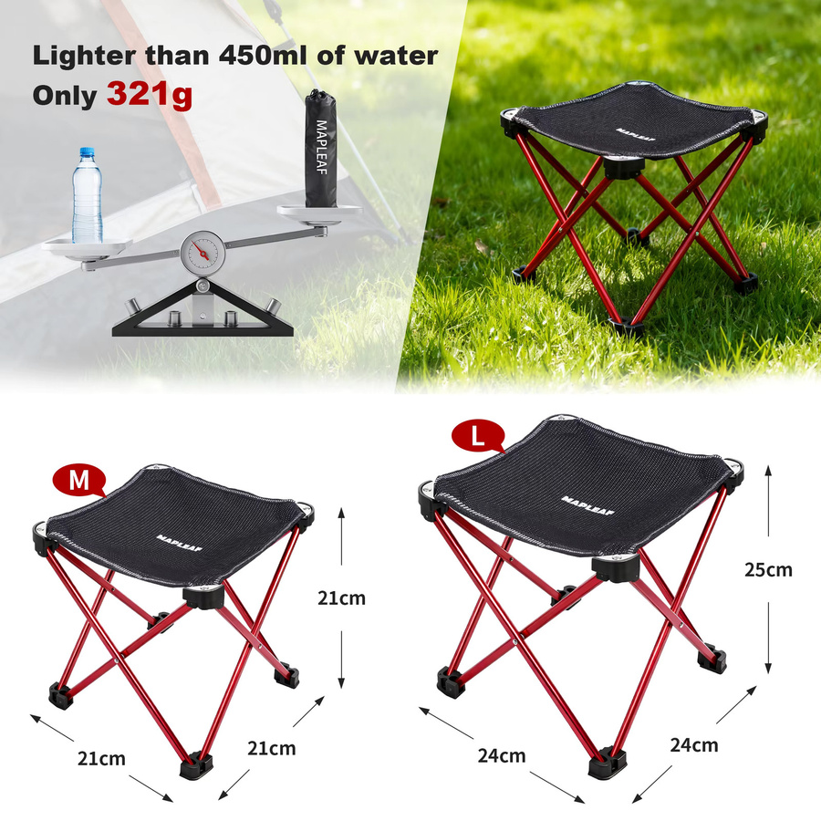 MAPLEAF Campinghocker, ultraleichter tragbarer Klapphocker in Rot für Outdoor, Picknick und Angeln - Bild 5