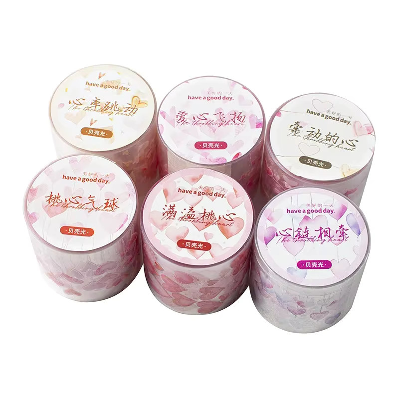Herzlicht PET-Klebeband mit Herz-Motiv in Pink und Multicolour, Breite: 4 cm, Länge: 2 m - Bild 1