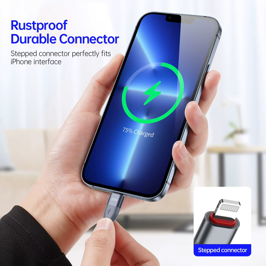 DUZZONA USB-C auf Lightning Kabel, 20 W PD, Grau - Bild 4