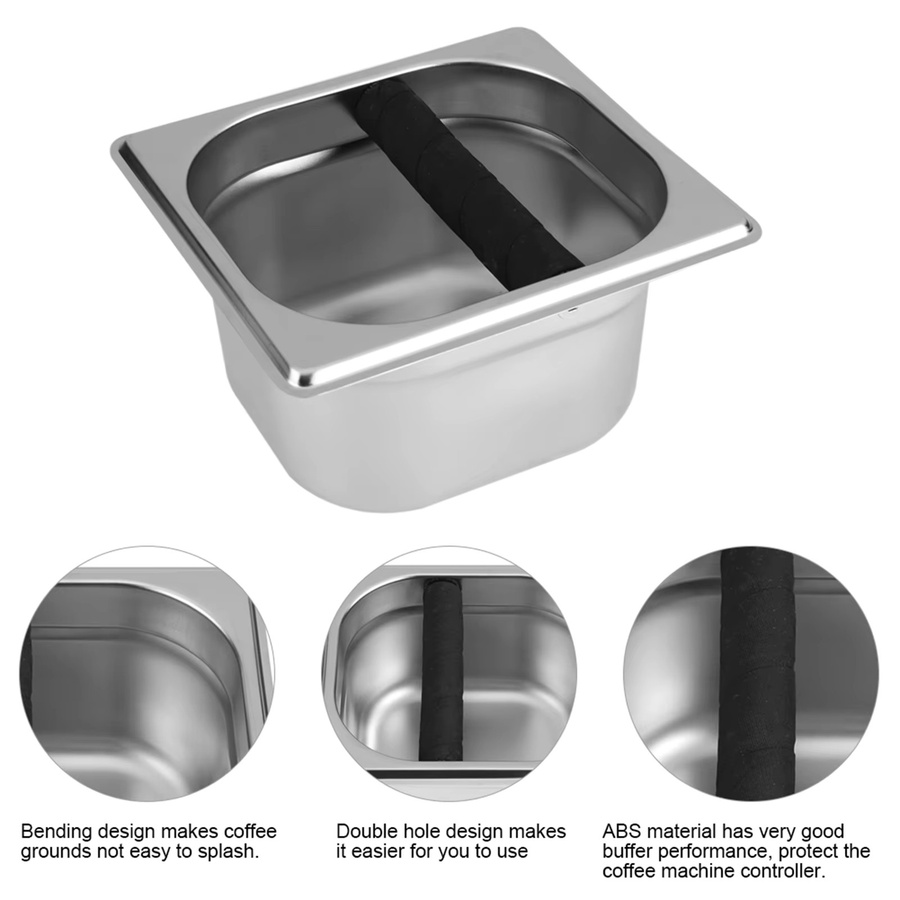 TOPINCN Espresso Knock Box aus Edelstahl mit Gummipuffer in Silber - Bild 2