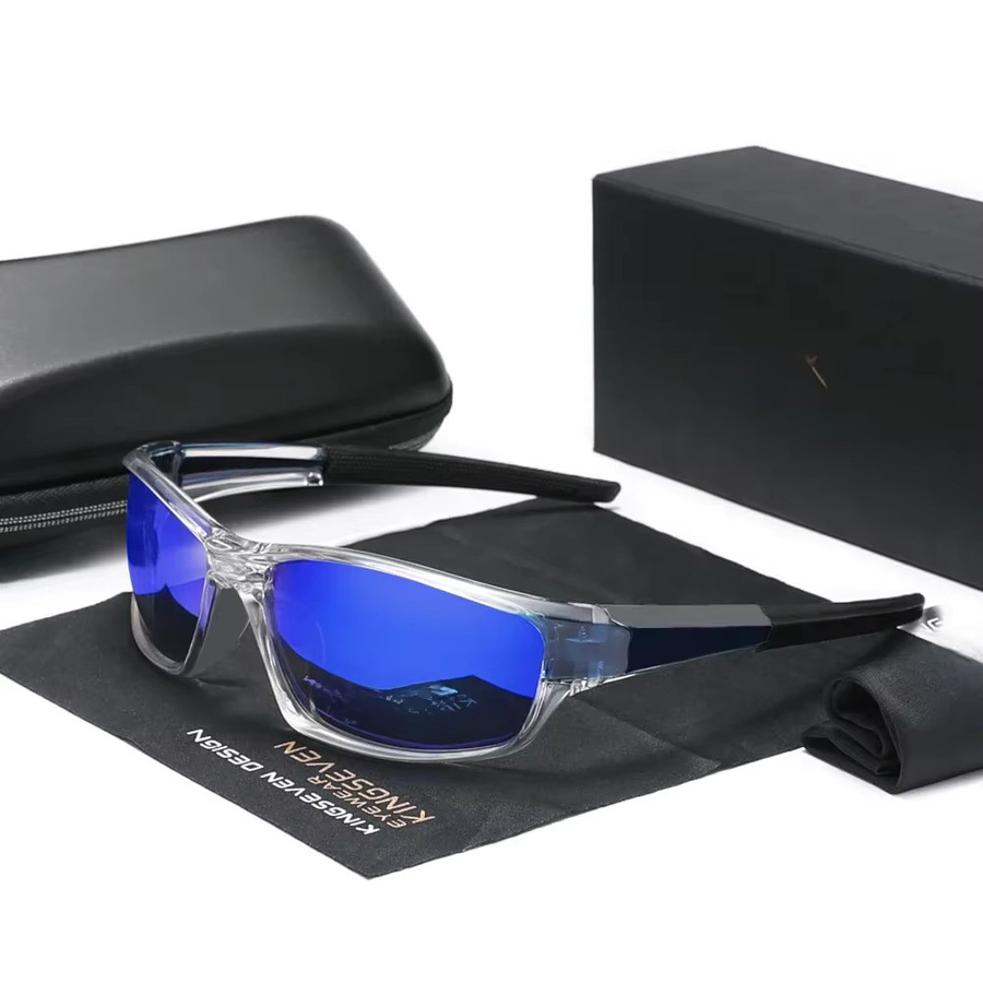 KINGSEVEN Sportsonnenbrille, Unisex, Vollrand, Wrap, Blau, Kunststoff - Bild 2