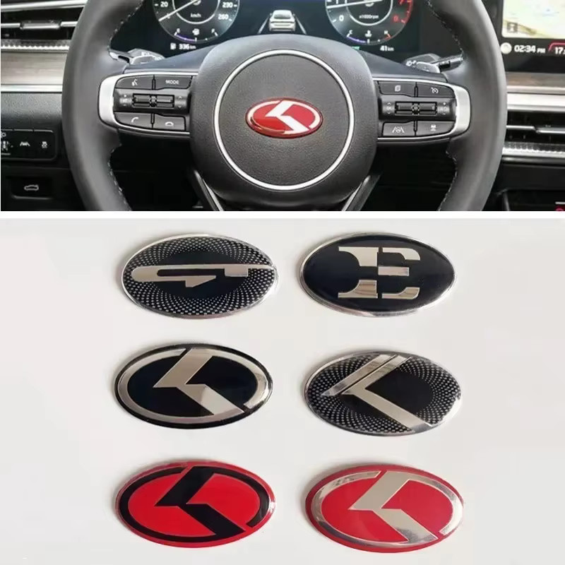 3D Aluminium Lenkrad Emblem Aufkleber für KIA in Rot und Schwarz für K2 K3 K5 KX5 GT Forte Rio Optima Sorento - Bild 4