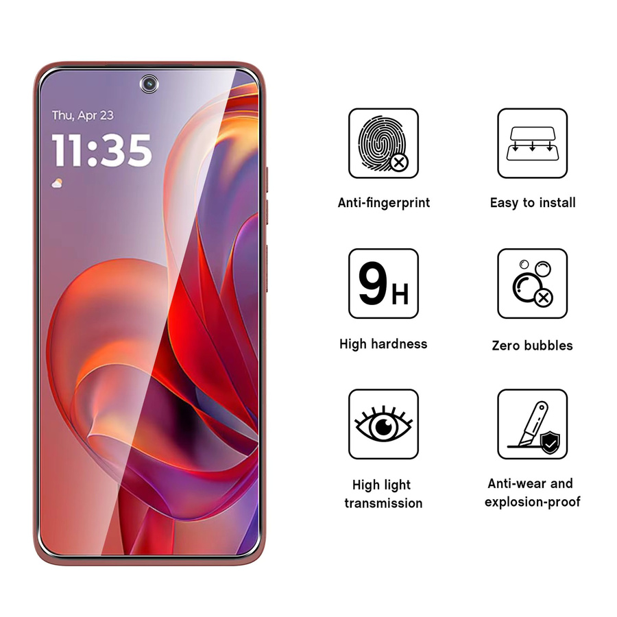 Displayschutzfolie aus gehärtetem Glas für Motorola Edge 60 Neo und 50 Neo, transparent, HD 9H, kratzfest - Bild 2
