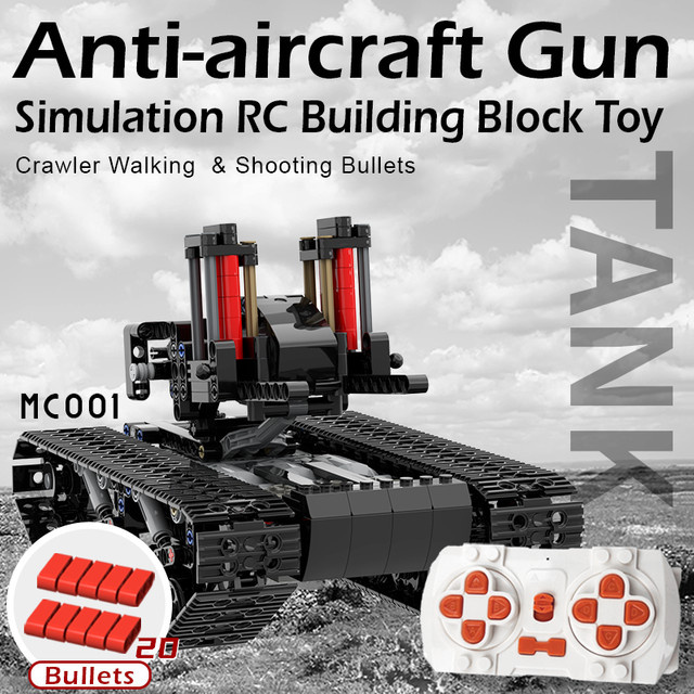 Ubricks RC Elektrischer Flugabwehrtank, Kriegs-Militär-Kettenfahrzeug, Spielzeugmodell, ab 14 Jahren - Bild 1