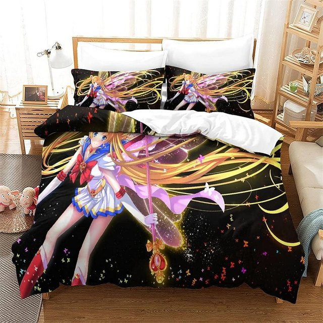 Sailor Moon Bettwäsche-Set aus Mikrofaser-Polyester, Mehrfarbig, B/H: 173 x 218 cm - Bild 1