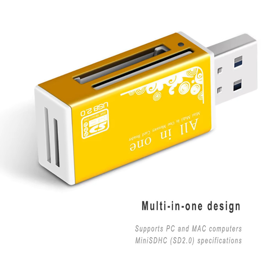 VIKEFON USB 2.0 Kartenleser mit 4 Anschlüssen für Micro SD, TF, M2, MS Pro Duo, MMC und SDHC in Schwarz mit LED-Anzeige - Bild 6