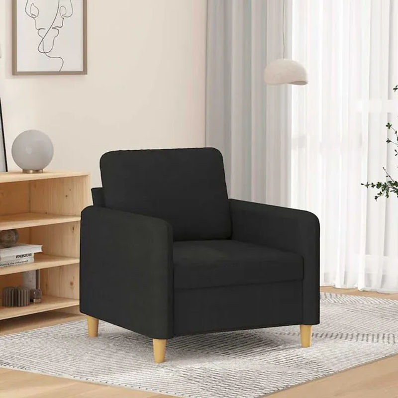 Vidaxl Sessel in Schwarz im modernen skandinavischen Design mit Stoffbezug und Metallgestell, Breite: 60 cm - Bild 1