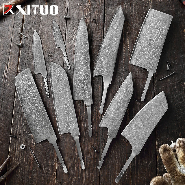 Xituo Damaststahl Küchenmesser-Set in Silber, DIY-Messer mit 67 Schichten für Fleisch und Fisch - Bild 1